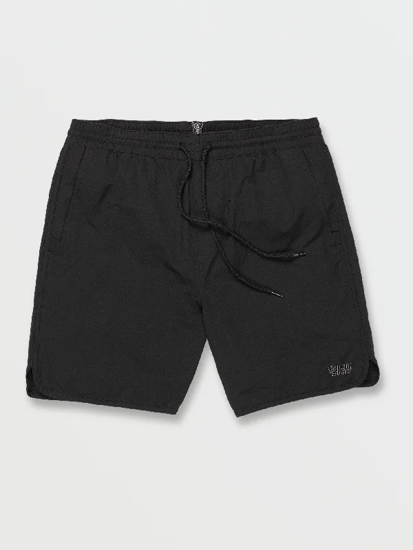 Men's Pants with Patch PocketsNew Aged Stone Elastic Waist Shorts - Black