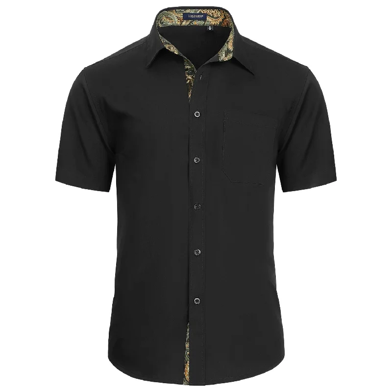 Men's Long-Sleeve Shirts for Year-Round WearMen's Short Sleeve Shirt with Pocket - A1-BLACK2 Men's Long-Sleeve Shirts for Year-Round WearMen's Short Sleeve Shirt with Pocket - A1-BLACK2