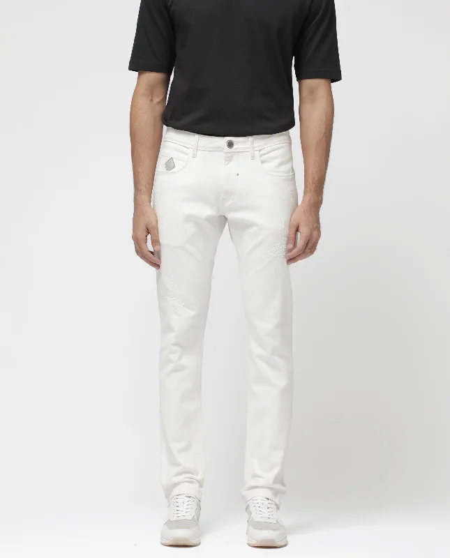 Everyday Casual Men's JeansRare Rabbit Mens Astro White Cotton Mid Rise Elastane Solid Slim Fit Jeans Everyday Casual Men's JeansRare Rabbit Mens Astro White Cotton Mid Rise Elastane Solid Slim Fit Jeans