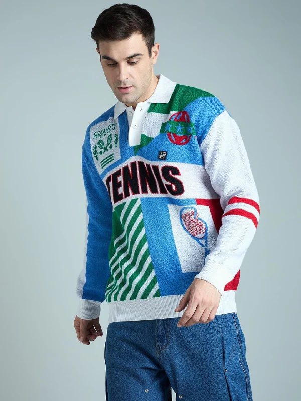 Men's Sweaters for Everyday WearTennis Graphic Polo Sweater