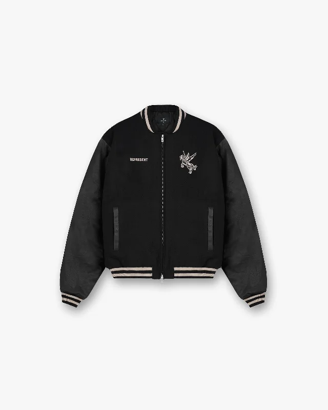 Men's Coats with Convertible CollarsMascot Wool Varsity Jacket - Jet Black