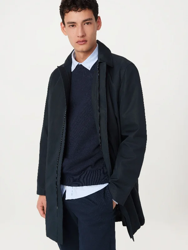 Men's Coats with Contrast StitchingThe Joseph Mac Topcoat in Deep Blue