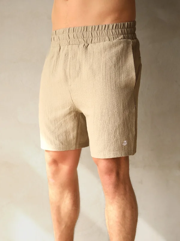 Men's Patterned Pants with PlaidsSalvatore Shorts - Tan