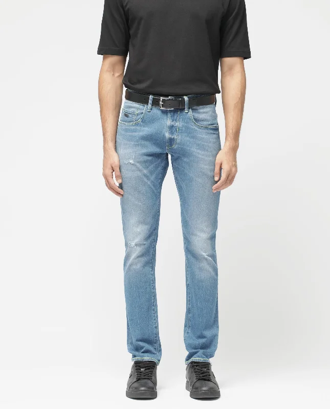 Men's Jeans with a Destroyed LookRare Rabbit Mens Zinon Blue Cotton Elastane Fabric Solid Slim Fit Jeans Men's Jeans with a Destroyed LookRare Rabbit Mens Zinon Blue Cotton Elastane Fabric Solid Slim Fit Jeans