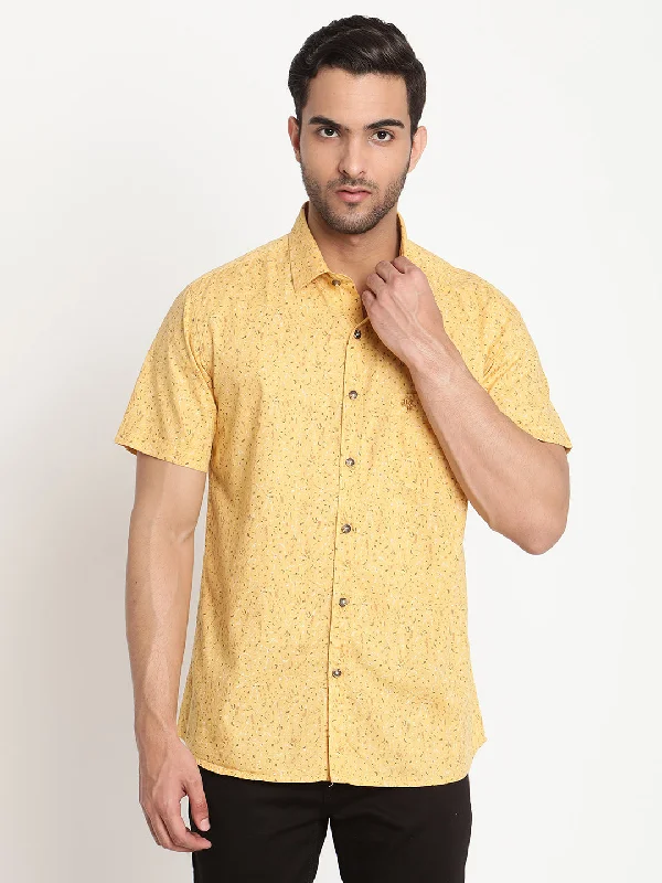 Men's Pocket T-Shirts for Added FunctionalityMen's Yellow Casual Abstract Print Half Sleeve Shirt Men's Pocket T-Shirts for Added FunctionalityMen's Yellow Casual Abstract Print Half Sleeve Shirt