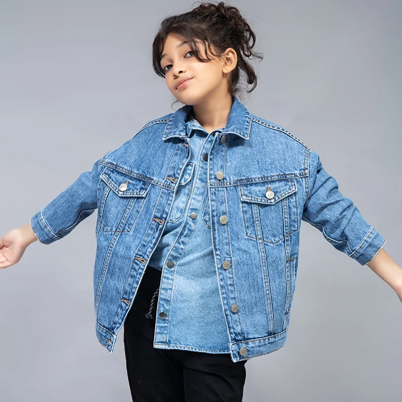 Men's Straight-Leg JeansDenim Basic Jacket (Mid Blue)
