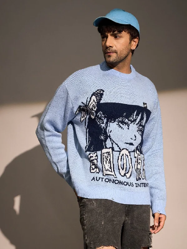 Trendy Men's Oversized SweatersSky Anime Oversized Sweater
