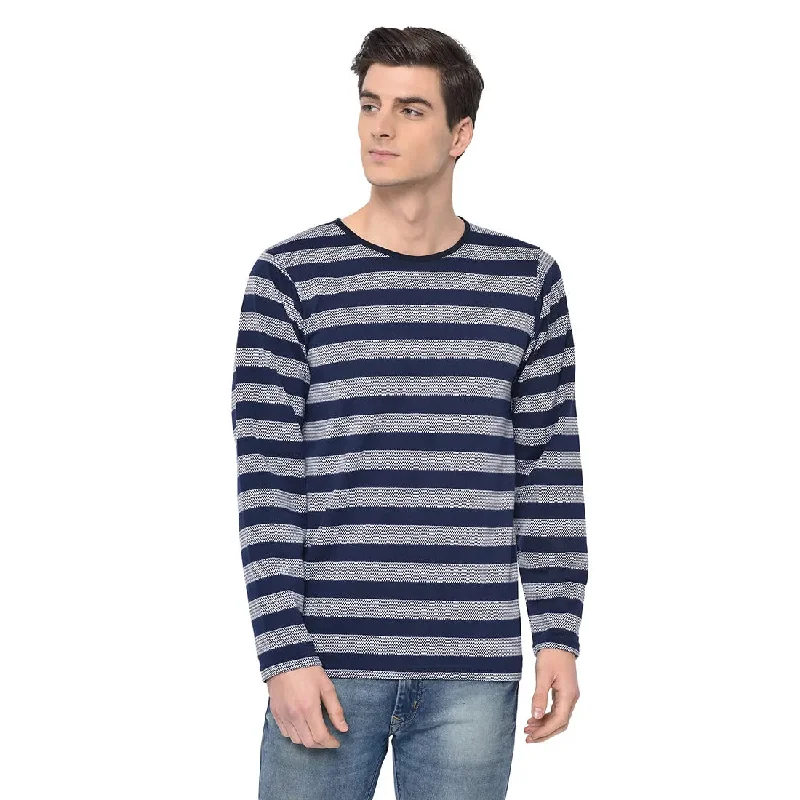 Warm Men's Fleece-Lined TopsMack Jonney Full Sleeve Navy Blue T-shirt For Men's