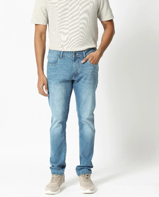 Sustainable Men's JeansRare Rabbit Men's Night Pastel Blue Light Wash Mid-Rise Slim Fit Jeans Sustainable Men's JeansRare Rabbit Men's Night Pastel Blue Light Wash Mid-Rise Slim Fit Jeans