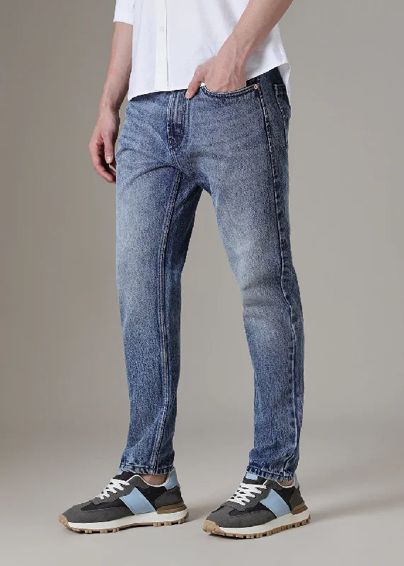 Zip-Fly Men's JeansIce Dark Blue Straight Fit Jeans