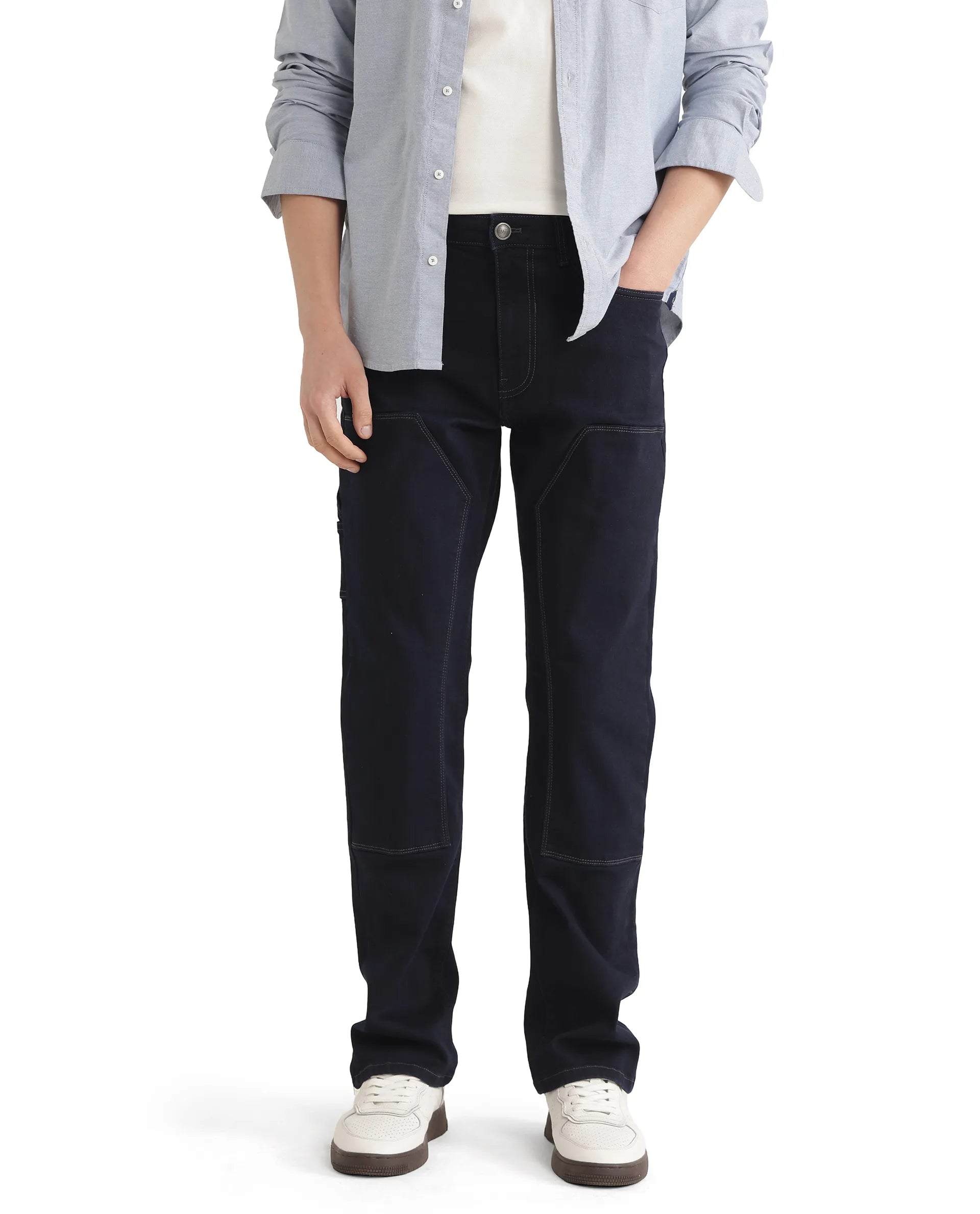 Wide-Leg Men's JeansRare Rabbit Men Slava Blue Cotton Tencel Fabric Regular Fit Plain Denim Pant Wide-Leg Men's JeansRare Rabbit Men Slava Blue Cotton Tencel Fabric Regular Fit Plain Denim Pant