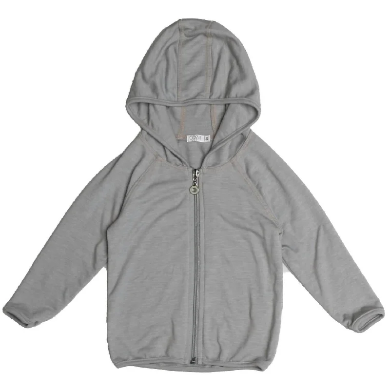 Men's Hoodies for SkiingBoy's Long Sleeve Zip Hoodie With Binding Heather In Grey