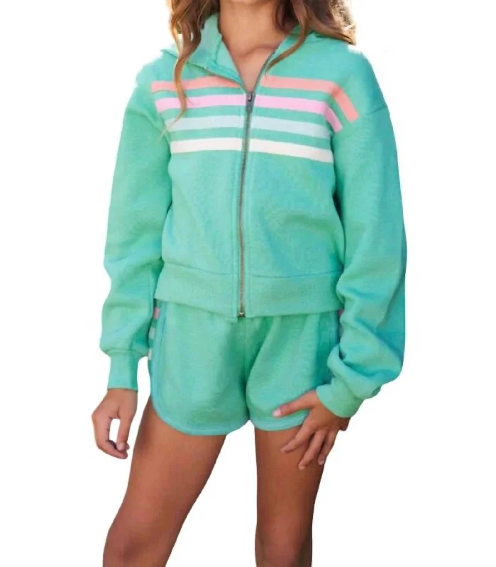 Men's Hoodies with Zippered PocketsFleece Hoodie With Stripes In Heather Green