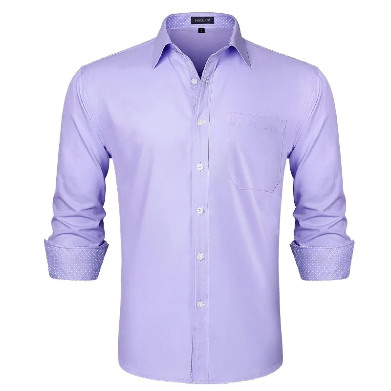 Men's Striped Long-Sleeve Shirts for a Maritime FeelMen's Patchwork Dress Shirt with Pocket - H-PURPLE-1 Men's Striped Long-Sleeve Shirts for a Maritime FeelMen's Patchwork Dress Shirt with Pocket - H-PURPLE-1