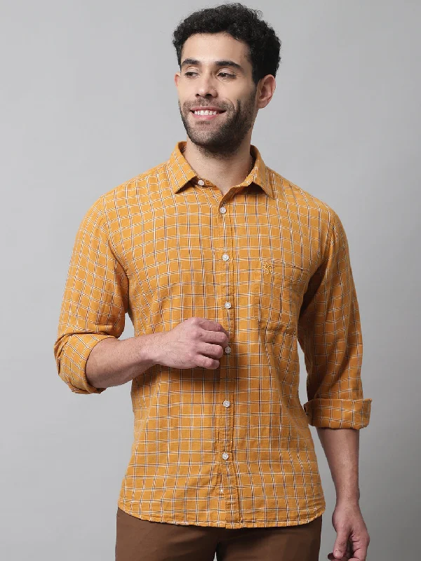 Men's Insulated Shirts for Cold WeatherMen's Mustard Casual Medium Checks Full Sleeve Shirt Men's Insulated Shirts for Cold WeatherMen's Mustard Casual Medium Checks Full Sleeve Shirt