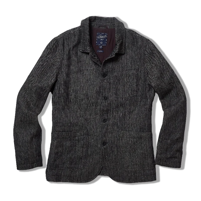 Gaudet Herringbone French Chore Jacket - Navy Herringbone