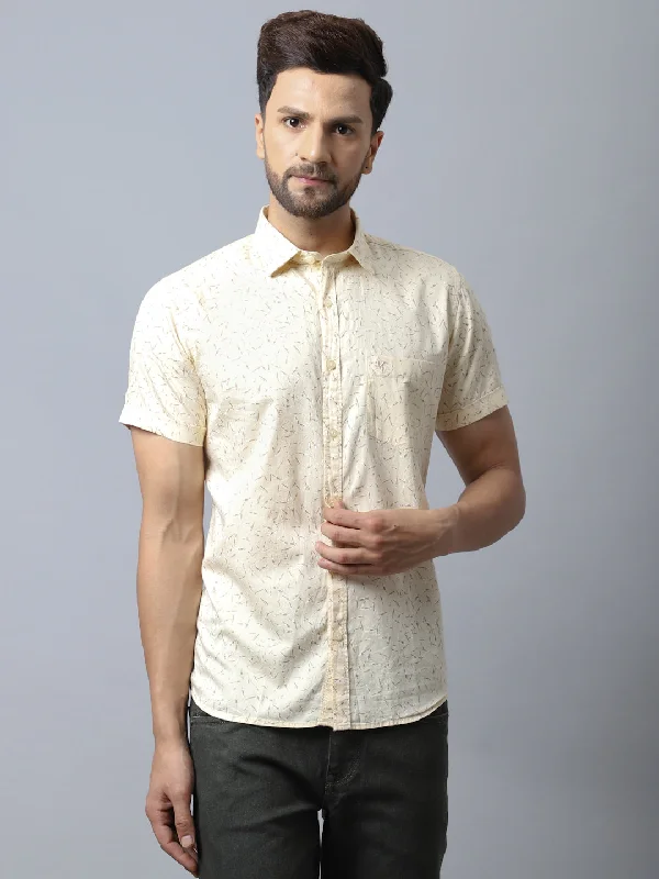 Men's Collared Shirts for Formal OccasionsMen's Light Yellow Casual Abstract Print Full Sleeve Shirt Men's Collared Shirts for Formal OccasionsMen's Light Yellow Casual Abstract Print Full Sleeve Shirt