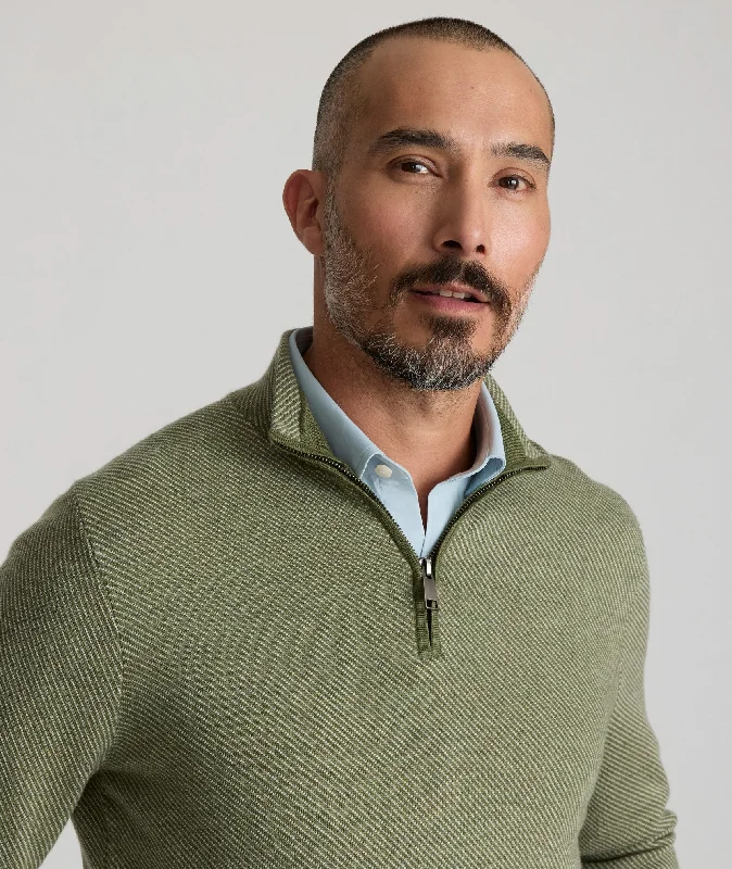 Men's Sweaters with SequinsTwill Merino Wool Quarter-Zip Sweater
