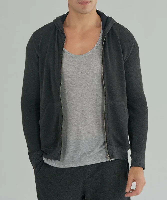 Elevated Men's Lounge HoodiesFrench Terry Zip-Up Hoodie - Heather Charcoal
