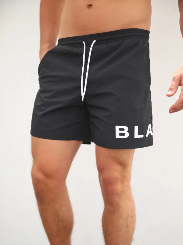 Men's Pants with Zippered PocketsCapri Swim Shorts - Black