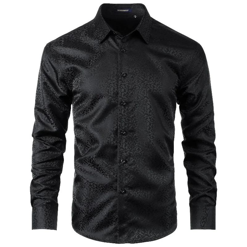 Men's Performance Fabric Shirts for All-Day ComfortMen's Long Sleeve Shirt With Printing - 02-BLACK Men's Performance Fabric Shirts for All-Day ComfortMen's Long Sleeve Shirt With Printing - 02-BLACK