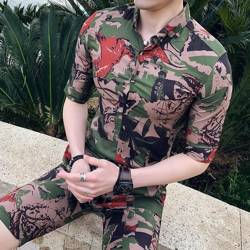 Camoflage Shorts Set Casual Men's Tracksuit Set