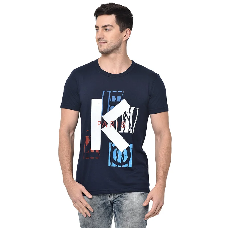 Lightweight Men's Linen ShirtsMack Jonney Round Neck Dark Blue T-shirt For Men's