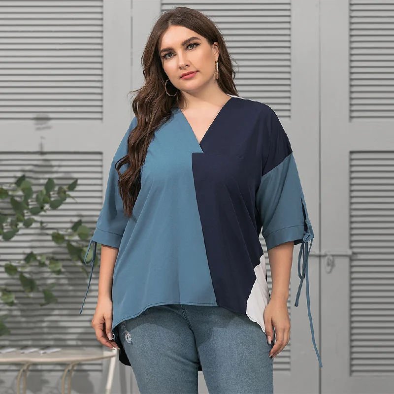 Men's Shirts with Embellished CollarsKittenAlarm - Women Fashion Geometric Contrast Color Spliced T-shirt Top Plus Size Men's Shirts with Embellished CollarsKittenAlarm - Women Fashion Geometric Contrast Color Spliced T-shirt Top Plus Size