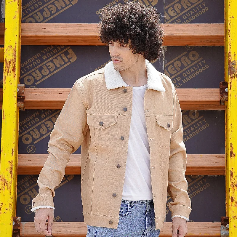 Cool Men's JeansDenim Jacket With Sherpa