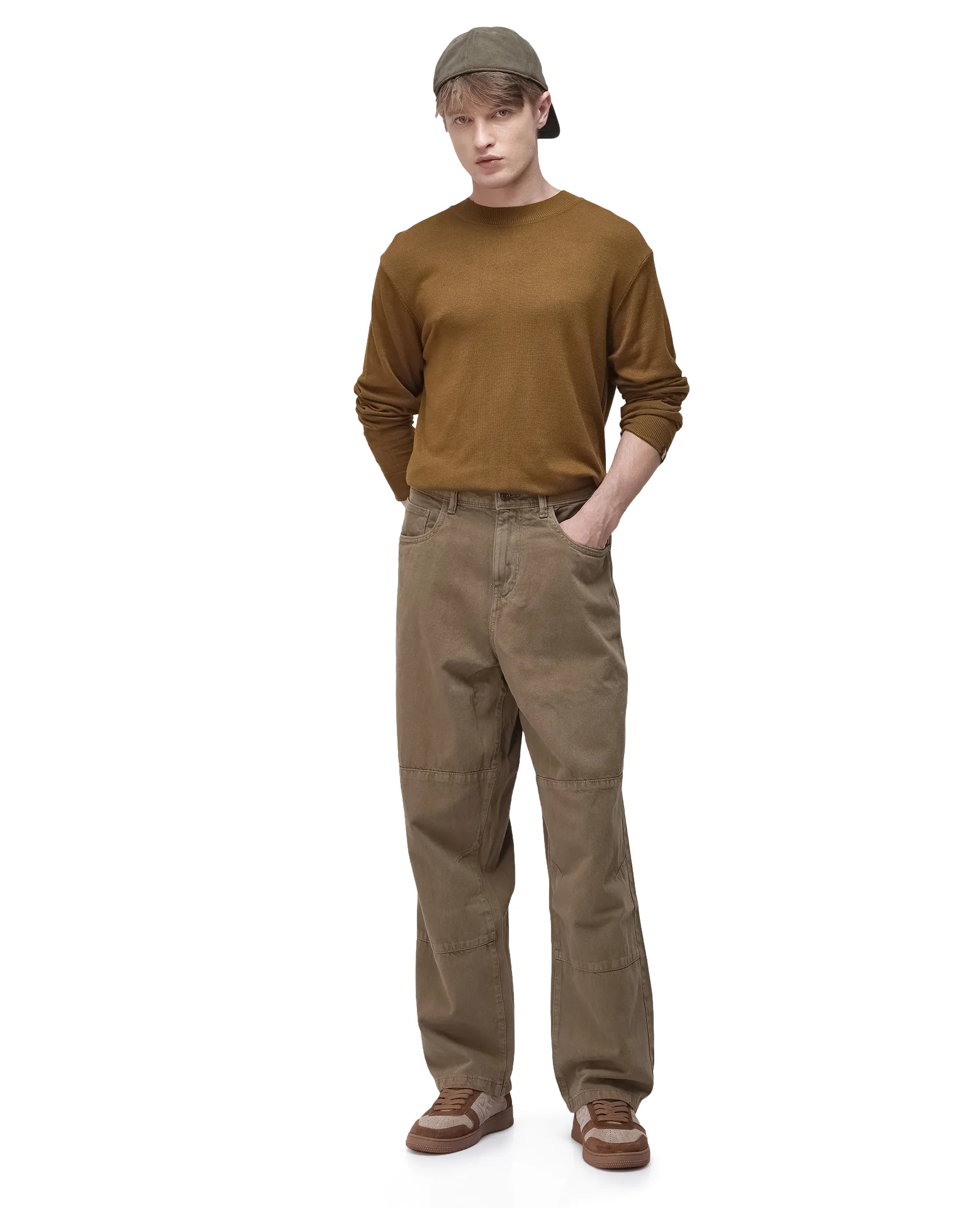 Vintage Men's JeansRare Rabbit Men's Niot Khaki Cotton Fabric Mid Rise Mid Wash Baggy Fit Solid Jeans Vintage Men's JeansRare Rabbit Men's Niot Khaki Cotton Fabric Mid Rise Mid Wash Baggy Fit Solid Jeans