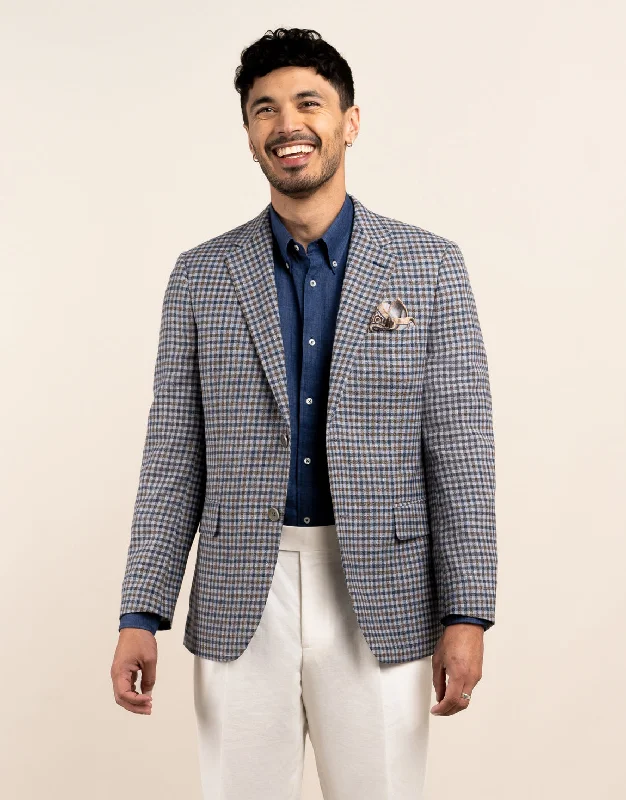 Hawker Blue and Brown Gun Check Blazer