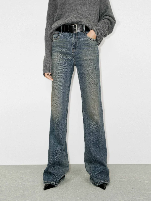Dark Wash Men's JeansSlightly Flared Cotton Jeans