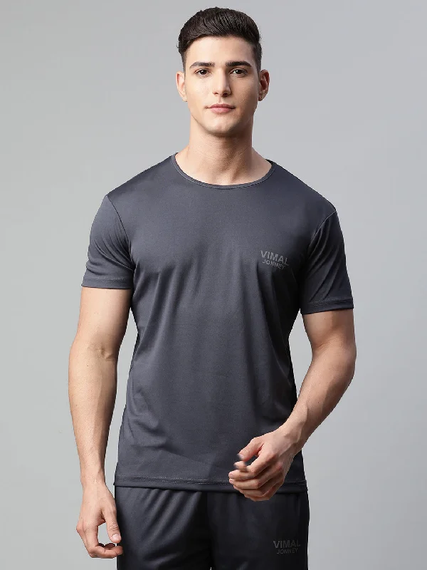 Men's Shirts for FishingMack Jonney Dryfit Solid Grey T-shirt for Men