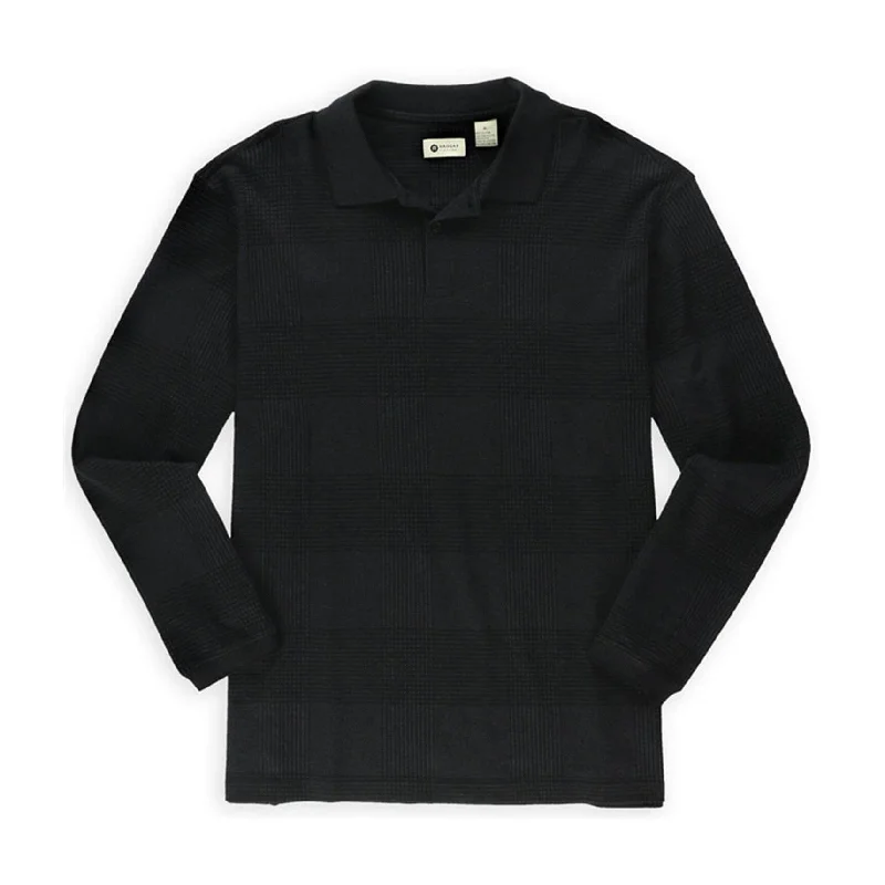Men's Sweaters with Checkerboard PatternsHaggar Mens Marled Grid Henley Sweater