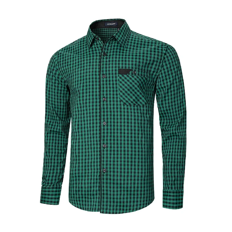Men's Designer Shirts for a Statement PieceMen's Casual Long Sleeve Plaid Shirt - D-GREEN Men's Designer Shirts for a Statement PieceMen's Casual Long Sleeve Plaid Shirt - D-GREEN