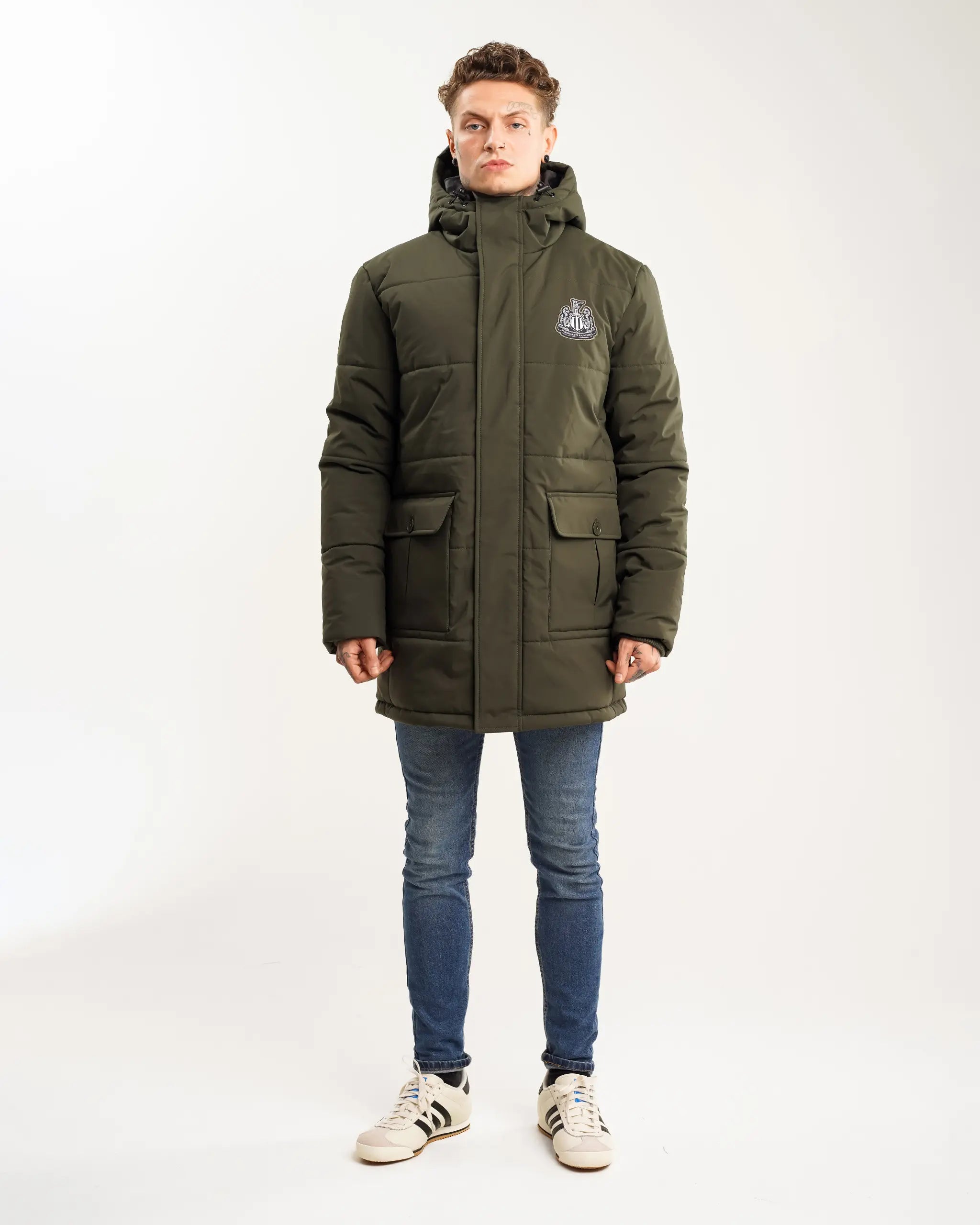 Durable Men's Car CoatsNewcastle United Men's Khaki Long Line Padded Jacket (Stadio)