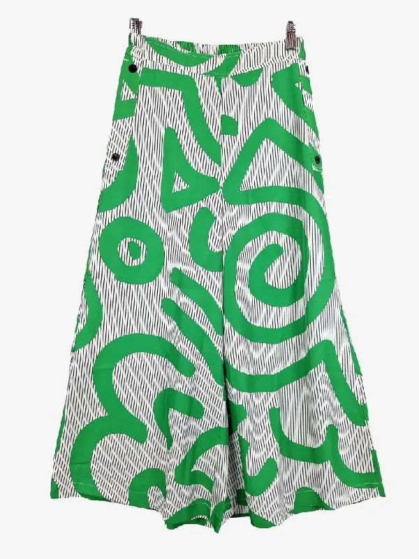Latest Designer Men's JeansElk Striped Apple Green Wide Leg Cropped Pants Size 6