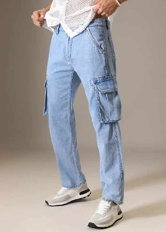 Slim-Fit Men's JeansBlue Baggy Cargo Denim
