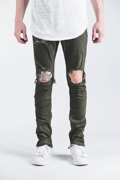 Men's Jeans in Unique PatternsPacific Denim (Olive Ripped)