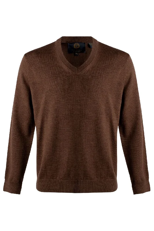 Men's Sweaters with Contrast TrimExtra Fine 'Zegna Baruffa' Merino Wool V-Neck Sweater in Brown by Viyella Men's Sweaters with Contrast TrimExtra Fine 'Zegna Baruffa' Merino Wool V-Neck Sweater in Brown by Viyella