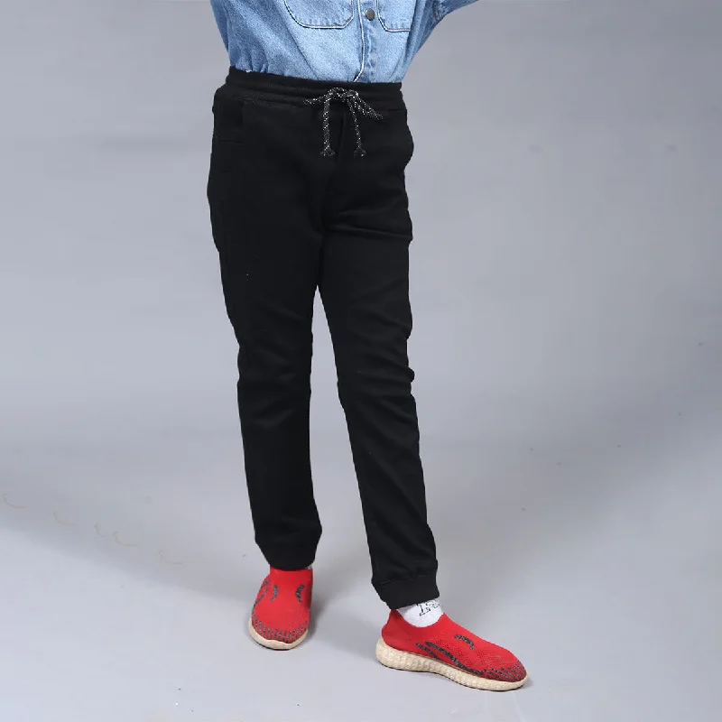 Zip-Fly Men's JeansRib Jogger Pant (Black Wash)