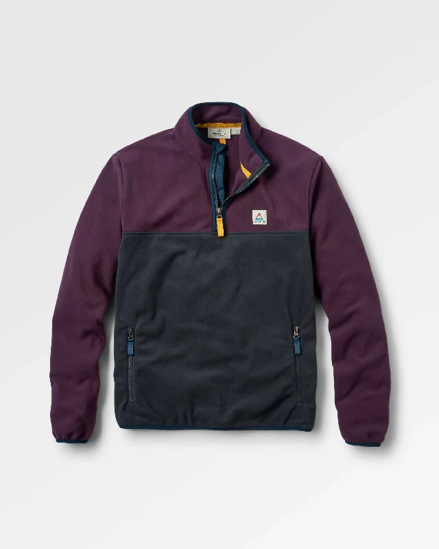 Men's Coats with Slim FitsSet Off Recycled Polar 1/4 Zip Fleece - Deep Plum/Charcoal
