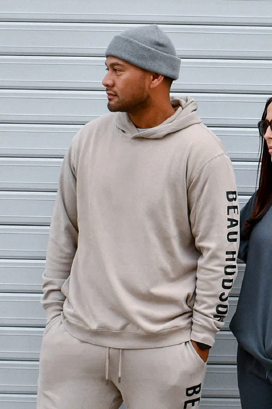 Men's Sweaters with Adjustable HemlinesBeau Hudson Hoodie Latte - Adults