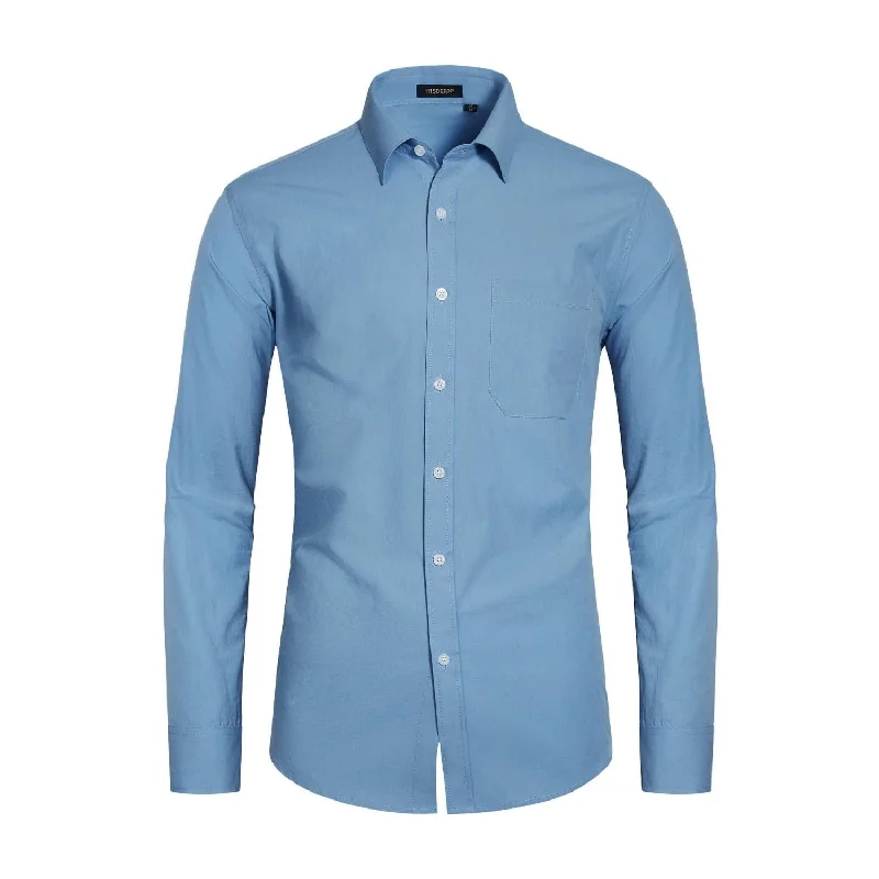 Men's Short-Sleeve Shirts for Warm WeatherMen's Dress Shirt with Pocket - B-DUSTY BLUE Men's Short-Sleeve Shirts for Warm WeatherMen's Dress Shirt with Pocket - B-DUSTY BLUE