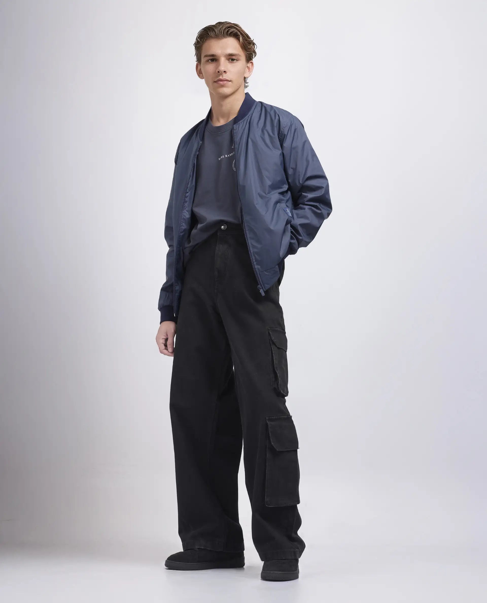 Everyday Men's JeansRare Rabbit Men's Freks Black Cotton Fabric Button And Zip Closure Baggy Fit Plain Jeans Everyday Men's JeansRare Rabbit Men's Freks Black Cotton Fabric Button And Zip Closure Baggy Fit Plain Jeans