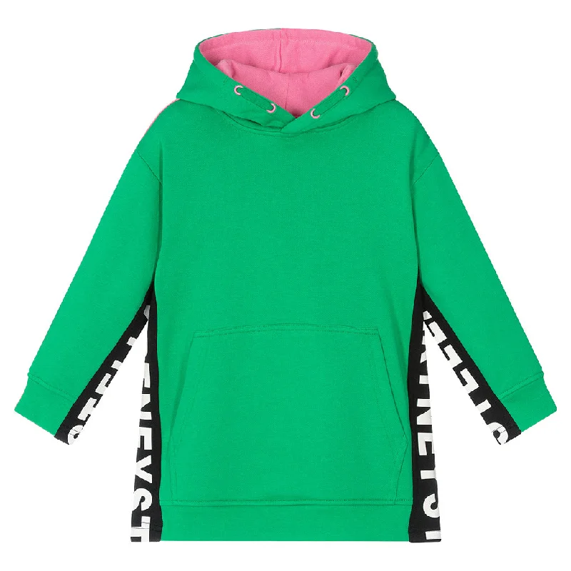 Men's Hoodies with Asymmetric ZippersGreen Logo Tape Hoodie Dress