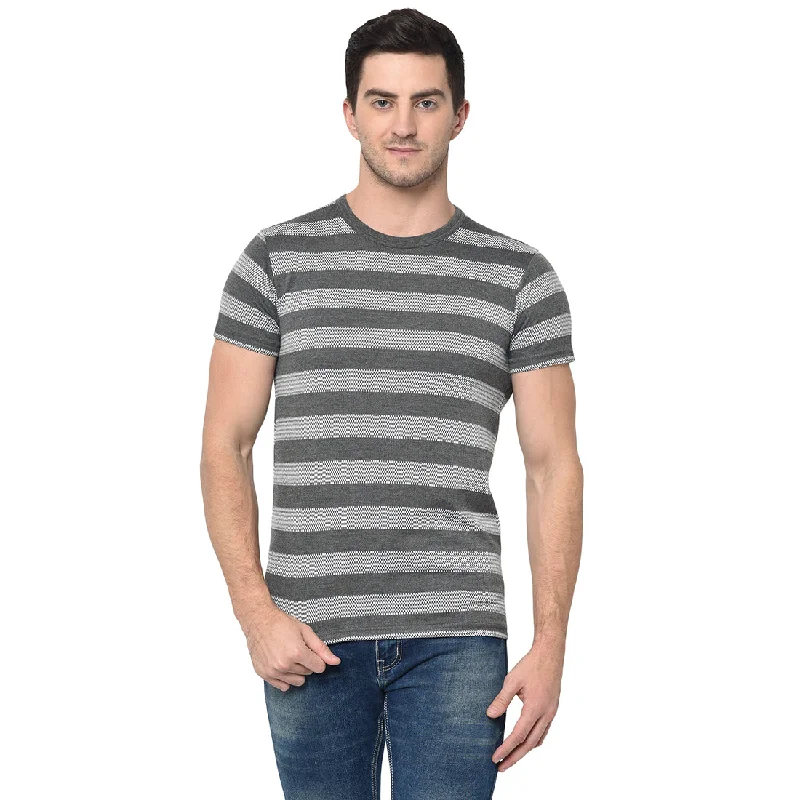 Men's Shirts with Belt LoopsMack Jonney Round Neck Grey T-shirt For Men's