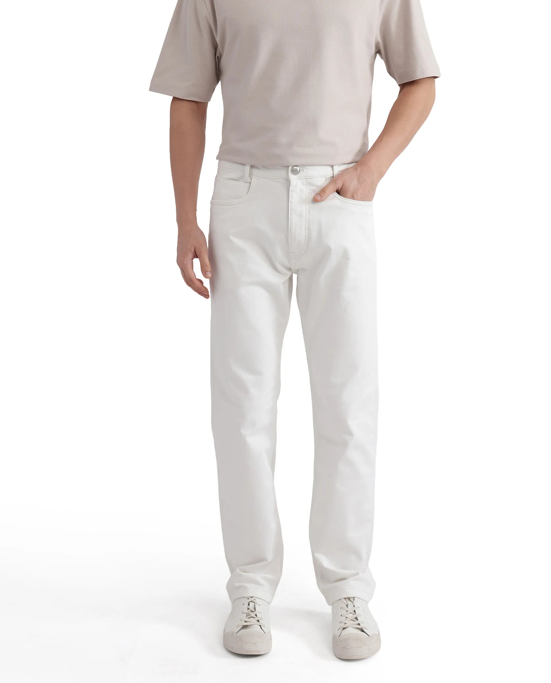 Premium Men's JeansRare Rabbit Men Glebon White Cotton Spandex Fabric Regular Fit Plain Denim Pant Premium Men's JeansRare Rabbit Men Glebon White Cotton Spandex Fabric Regular Fit Plain Denim Pant