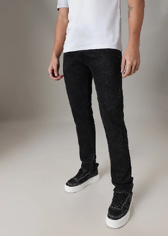 Men's Straight-Leg Jeans in Dark WashRaven Black Slim Fit Denim