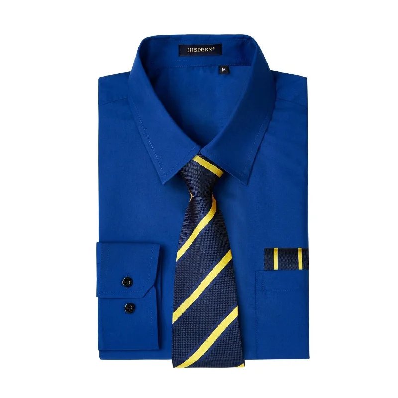 Men's Geometric Print Shirts for a Modern TwistMen's Shirt with Tie Handkerchief Set - BLUE ROYAL Men's Geometric Print Shirts for a Modern TwistMen's Shirt with Tie Handkerchief Set - BLUE ROYAL